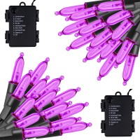 Blissun Halloween Lights, 50-Count Black Wire Light Set, Battery Operated Halloween Mini String Light With 8 Modes, 16 Ft Fairy Lights For Halloween Tree Garden Wreath Decorations (1 Pack, Purple)