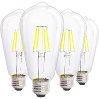 Asoko Led Edison Vintage Light Bulbs, 4W 4000K Daylight White, Dimmable Led Edison Bulb Antique Led Filament Bulbs, Clear Glass, 40W Equivalent, 380Lm, St64, E26 Base (4W-4000K-4Pack)