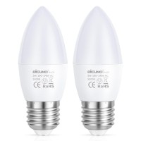 Dicuno Prooe Eye-Protected E26 Led Bulb, High Cri 98, 5W E26 Candle Bulb, Daylight White 5000K, C37 40W Halogen Equivalent Decorative Light Bulb Replacement For Chandelier, Non-Dimmable 2 Pack