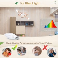 Dicuno Prooe Eye-Protected E26 Led Bulb, High Cri 98, 5W E26 Candle Bulb, Daylight White 5000K, C37 40W Halogen Equivalent Decorative Light Bulb Replacement For Chandelier, Non-Dimmable 2 Pack