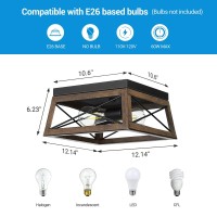 Dewenwils Farmhouse Ceiling Light Fixture Metal Flush Mount Ceiling Light With Wood Grain Finish 2Lights Ceiling Lamp For For