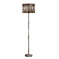 Benjara Fabric Wrapped Floor Lamp With Animal Print, Yellow, Black