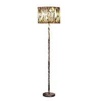 Benjara Fabric Wrapped Floor Lamp With Animal Print, Yellow, Black