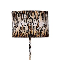 Benjara Fabric Wrapped Floor Lamp With Animal Print, Yellow, Black