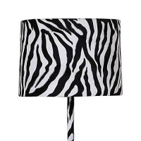 Benjara Fabric Wrapped Floor Lamp With Animal Print, White, Black