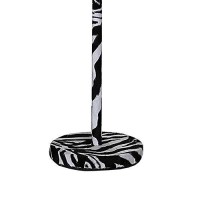 Benjara Fabric Wrapped Floor Lamp With Animal Print, White, Black