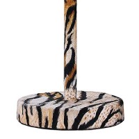 Benjara Fabric Wrapped Table Lamp With Striped Animal Print, Brown, Black