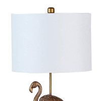 Benjara Polyresin Standing Flamingo Design Table Lamp With Round Base, Gold