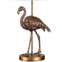 Benjara Polyresin Standing Flamingo Design Table Lamp With Round Base, Gold