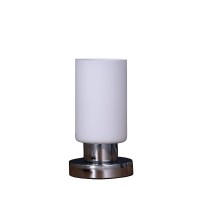 Benjara Cylindrical Glass Shade Table Lamp With Touch Switch, White