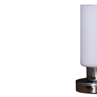 Benjara Cylindrical Glass Shade Table Lamp With Touch Switch, White