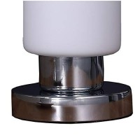 Benjara Cylindrical Glass Shade Table Lamp With Touch Switch, White