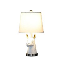 Benjara Metal Table Lamp With Llama Animal Head, White