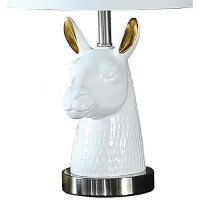 Benjara Metal Table Lamp With Llama Animal Head, White