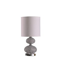 Benjara Stacked Ball Design Metal Table Lamp With Crystal Accents, Silver