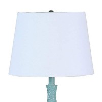 Benjara Pin Bowl Design Metal Table Lamp With Hammered Pattern, Blue