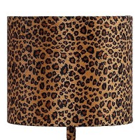 Benjara Fabric Wrapped Table Lamp With Dotted Animal Print, Brown, Black