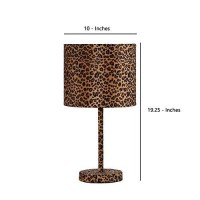 Benjara Fabric Wrapped Table Lamp With Dotted Animal Print, Brown, Black