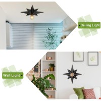 16 Inch Flush Mount Ceiling Light Industrial Black Metal Star Ceiling Lights Vintage Entryway Light Fixtures Farmhouse Star L