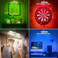 Hongut Rechargeable Picture Light, Wireless Painting Lights With Remote, 28 Leds Rotatable Light Head With 12 Color Changing, Dimmable Display Light With Timer For Frame,Portrait, Art,Dartboard-Silver