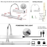 Hongut Rechargeable Picture Light, Wireless Painting Lights With Remote, 28 Leds Rotatable Light Head With 12 Color Changing, Dimmable Display Light With Timer For Frame,Portrait, Art,Dartboard-Silver