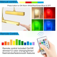 Hongut Cordless Painting Lights With Remote Rechargeable Picture Light 28 Leds Rotatable Light Head With 12 Color Changing Di