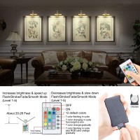 Hongut Cordless Painting Lights With Remote Rechargeable Picture Light 28 Leds Rotatable Light Head With 12 Color Changing Di