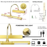 Hongut Cordless Painting Lights With Remote Rechargeable Picture Light 28 Leds Rotatable Light Head With 12 Color Changing Di