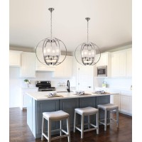 Na 24 Globe Chandelier Brushed Nickel Chandeliers Modern Foyer Lighting Fixtures Dining Room Hanging Pendant Lighting Frosted G