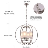 Na 24 Globe Chandelier Brushed Nickel Chandeliers Modern Foyer Lighting Fixtures Dining Room Hanging Pendant Lighting Frosted G