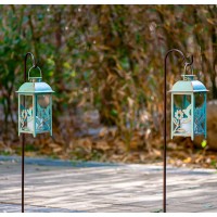 Steadydoggie Solar Lanterns 2 Pack Hummingbird Blue - Hanging Solar Lights With Flickering Candle Led - Retro Ornate Hanging Solar Lantern With Handle (Blue, 2)