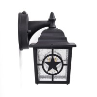 Coramdeo Country Star Outdoor Dusk To Dawn Farmhouse Porch Light For Porch, Patio, And More, E26 Standard Socket, Suitable For Wet Location, Black Powder Coat Cast Aluminum With Seedy Glass