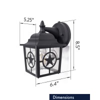 Coramdeo Country Star Outdoor Dusk To Dawn Farmhouse Porch Light For Porch, Patio, And More, E26 Standard Socket, Suitable For Wet Location, Black Powder Coat Cast Aluminum With Seedy Glass