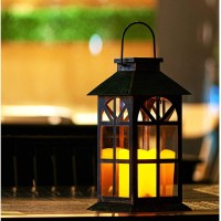 Steadydoggie Solar Lantern Classic Bronze 2 Pack Hanging Solar Lights With Flickering Candle Led Retro Ornate Hanging Solar