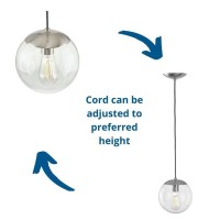 Atwell Collection 1-Light Clear Glass Globe Brushed Nickel Modern Small Pendant Hanging Light, 8.75X8.00X8.00