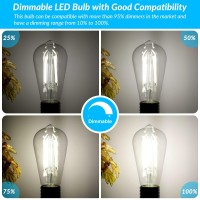 Dimmable Vintage Led Edison Light Bulbs 100W Equivalent, 8W St58 Cool White 4000K 1200Lumens St19 Antique Led Filament Bulbs, E26 Base, Clear Glass, Cri90+, Great For Home Bathroom Kitchen(4 Pack)