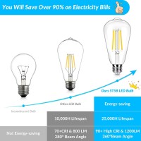 Dimmable Vintage Led Edison Light Bulbs 100W Equivalent, 8W St58 Cool White 4000K 1200Lumens St19 Antique Led Filament Bulbs, E26 Base, Clear Glass, Cri90+, Great For Home Bathroom Kitchen(4 Pack)