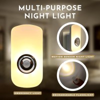 Eirix Led Plug In Night Light, 3 In 1 Motion Sensor Indoor Nightlight, Power Failure Safety Light, Rechargeable Emergency Flashlights For Home Bedroom Outdoor,Father Day Gift