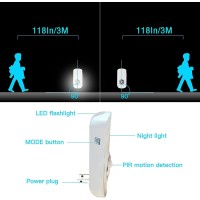 Eirix Led Plug In Night Light, 3 In 1 Motion Sensor Indoor Nightlight, Power Failure Safety Light, Rechargeable Emergency Flashlights For Home Bedroom Outdoor,Father Day Gift