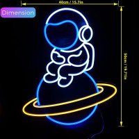 Astronaut Sitting On Planet Led Neon Sign Big Neon Light Sign Neon Wall Light For Bedroom, Game Room Decorative Big Astronaut Sign Light Space Man Gift For Kids