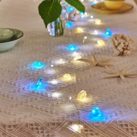 Miya Life Natural Seashell With Sea Glass Usbbattery Powered 65Ft 40 Lights Beach Theme Decorative String With Remote Ocean Li