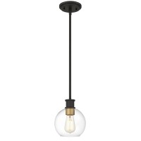 Tawson Dan Pendant Lighting, Island Pendant Lights With 6.5 Inch Clear Globe Glass Shade In Black And Gold Finish For Kitchen Island, Hallway, Entryway, Dining Room, Bedroom, Bulbs Not Included