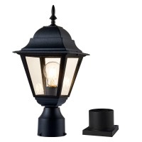 Windben Outdoor Post Light,Lamp Post Light Fixture,Post Lantern With Pier Mount Base,Matte Black,7.4In,Suitable For Gardens, Yards, Balconies, Passages Or Entrances, Etc