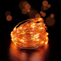 Yongzhenlite Set Of 2 Battery Operated Mini Led Fairy Light Indoor String Light With Timer 6 Hours On/18 Hours Off For Christmas Party Decoration,30 Led,10 Feet Silver Wire (Orange Color)