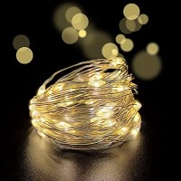 Yongzhenlite Set Of 2 Battery Operated Mini Led Fairy Light Dewdrop Lights With Timer 6 Hours On/18 Hours Off For Wedding Centerpiece Christmas Party Decorations,30 Leds,10 Ft Silver Wire (Warm White)