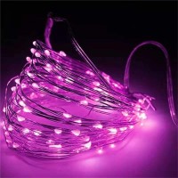 Yongzhenlite Set Of 2 Battery Operated Mini Led Fairy Lights Dewdrop Lights With Timer 6 Hours On/18 Hours Off For Wedding Centerpiece Party Decorations,30 Leds,10 Feet Silver Wire (Pink Color)