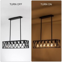 Pretoy Kitchen Island Pendant Lighting 6Light Black Metal Industrial Bar Chandelier Fixtures Vintage Hanging Farmhouse Rectangl