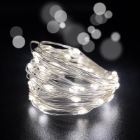 Yongzhenlite Set Of 2 Battery Operated Mini Led Light,Fairy Lights With Timer 6 Hours On/18 Hours Off For Wedding Centerpiece Christmas Party Decoration,30 Count Led,10 Ft Silver Wire (Cold White)