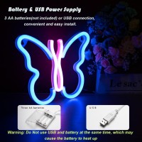 Butterfly Neon Signs Lights For Bedroom Wall Decor, Usb Or Battery Led Neon Night Light Wall Decoration, Aesthetic Room Decor For Girls, Kids, Living Room, Bar, Dorm,Men Cave