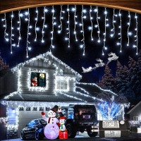 Christmas Icicle Lights Outdoor - 99Ft 1216 Led 8 Modes Curtain Fairy String Lights With Timer Memory, Plug In Waterproof For Home Decoration Holiday Wedding Eaves Yard Party Indoor (Cool White)